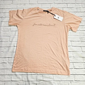 7 For All Mankind Women’s T-Shirt Pink Size S Embroidered Logo Cotton Tee Top - Picture 1 of 8