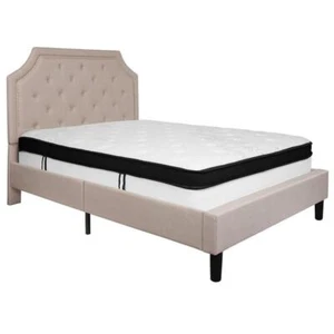 Flash Furniture Brighton Tufted Full Platform Bed in Beige - Picture 1 of 3