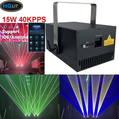 15W 40K RGB ILDA Animation Laser Projector IOS Android Club Stage Light DJ Weddi - Image 1 of 4