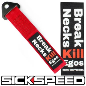 RED HIGH STRENGTH RACING TOW STRAP BREAK NECKS KILL EGOS BADGE P10 - Picture 1 of 1