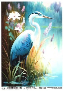 Reispapier A4 Strohseide Decoupage Serviertentechnik See Kranich RE2135 - Bild 1 von 1