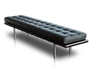 Largo Elegante Bauhaus Banco de Cuero 130 O 198 CM Natural Marco Madera Calidad - Imagen 1 de 26