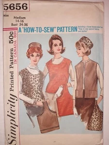 Top Sleeveless Jacket Pillbox Bag M 14 16 Simplicity Sewing Pattern 5656 Vtg - Picture 1 of 6