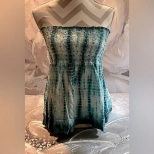 Türkis blau & weiß American Rag Pailletten Batik Boho Röhre Top ~ Größe M - Bild 1 von 12