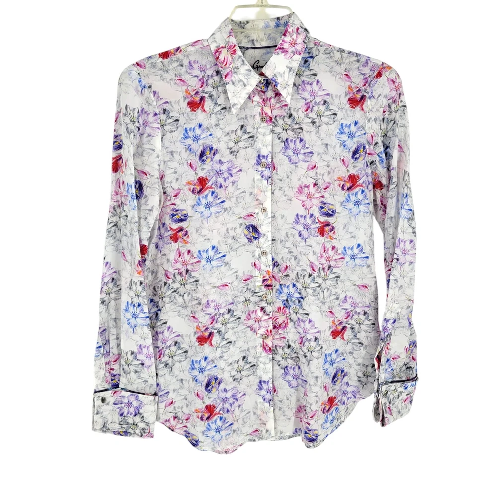 Robert Graham Gabriela Floral Button Up Blouse Small Romantic artsy watercolor - Image 1 of 4