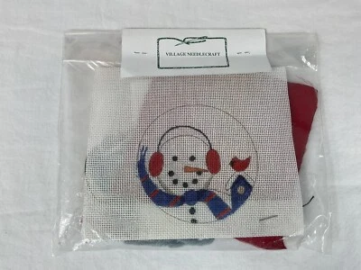 HAND PAINTED Needlepoint Canvas Kit SNOWMAN AND REDBIRD Village Needlecraft - Image 1 of 3