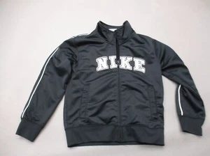 NIKE Size 6 Boys Black Printed Full Zip Stand Collar Pocket Athletic Jacket 016 - Picture 1 of 8