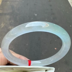 Certified Natural Burmese Ice white blue Jade jadeite Bracelets bangle 58MM - Picture 1 of 8