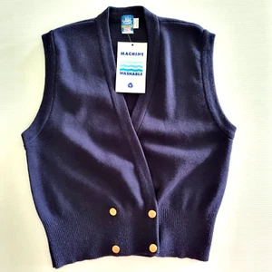 Vintage 1970s Man O' War Knitwear Wool Vest Uniform Navy Size S - Picture 1 of 15