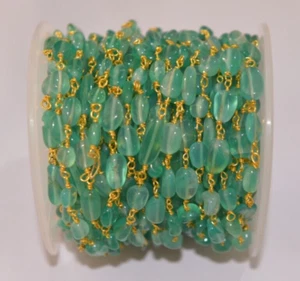 Natürliche Grün Onyx Oval Edelstein Perlen Rosenkranz Kette Perlen Bulk Rollkette - Bild 1 von 2