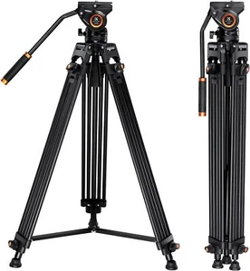 K&F Concept 72" DSLR Tripod Aluminum Transverse Center Column Video w/Fluid Head - Picture 1 of 6