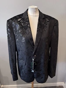 Kowaun Keenly Black Velvet Feel Paisley Patterned Occasion Wear Ladies Blazer XL - Picture 1 of 8