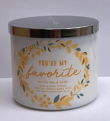 Bath & Body Works "You're My Favorite" té blanco y salvia 3 velas de mecha 14,5 oz Foto 1 de 3