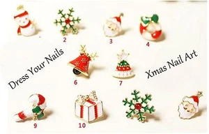 Arte en uñas de metal de Navidad 3D campanas de árbol guirnalda muñeco de nieve sombrero de Navidad aleación de caramelo brillante - Imagen 1 de 12