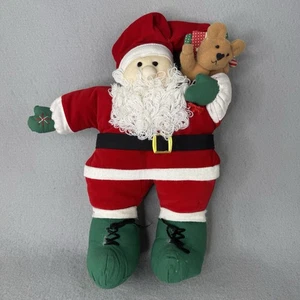 Vintage Christmas Santa Claus Stuffed Plush Doll Red Christmas Toy Sack 12" - Picture 1 of 6