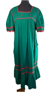 Vestido De Colección Mumu House Patio Talla L Playa Piscina Bordado Cerezas Bolsillos Cabernet - Imagen 1 de 12