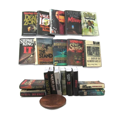 STEPHEN KING 10 Pc Miniature Books 1:12 Scale Dollhouse Prop Faux Books - Image 1 of 4