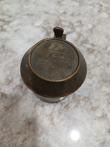 VINTAGE RARE AVEDA Brass Holder Hinged top. 3" diameter 3" height. - Picture 1 of 7
