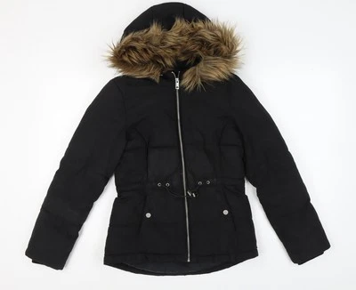 Chaqueta acolchada negra para mujer H&M XS ribete de piel Foto 1 de 4