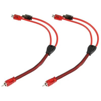 2 Pack 1 Male 2 Female RCA Splitter Audio Cable Competition Rated DS18 R1M2F - Image 1 of 4