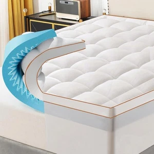 Memory Foam Mattress Topper 5 inch, Egg Crate Mattress Cover with Breathable ... - Picture 1 of 8