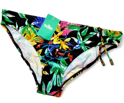 Neu mit Etikett Palmers Fantasy Blätter tropische Blumen Bikiniunterteil Golddekor Tropfen Größe L - Bild 1 von 4