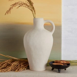 BlossoME Antique Ceramic White Vase for Home Decor, Stoneware Jug for Room Ce... - Picture 1 of 8