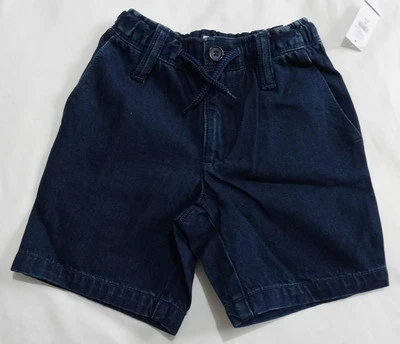 Gap Boys XS Shorts Jeans Cordão Jeans Azul Lavagem Escura Elástico Cintura ~ Novo - Imagem 1 de 4