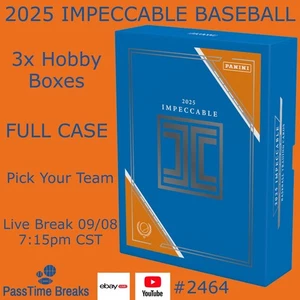 CHICAGO CUBS 2025 PANINI IMPECCABLE BASEBALL - 1x Case 3x Hobby Box - BREAK 2464 - Picture 1 of 1