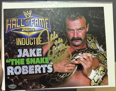 Hoja de foto auténtica firmada por Jake The Snake Roberts WWE 8x10 del Salón de la Fama Foto 1 de 3