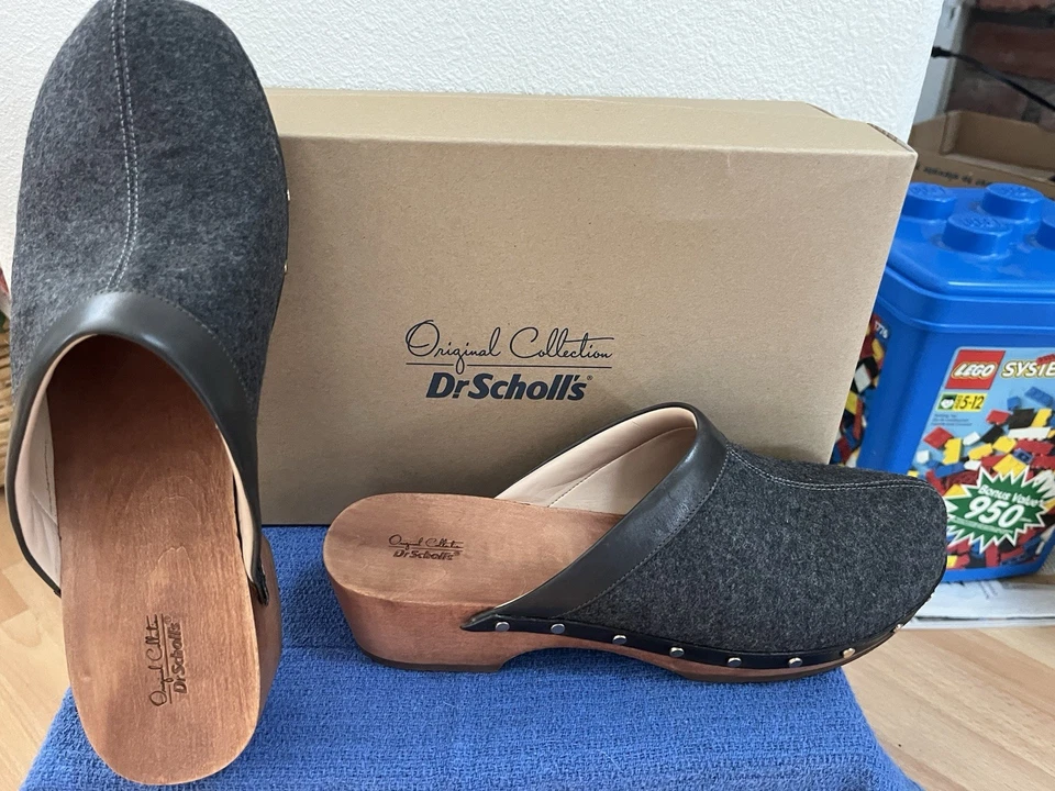 Zuecos sin cordones Dr, Scholl's Moment - Tacón de 1,75 pulgadas Lana negra ¡NUEVOS EN CAJA! 8,5 M Foto 1 de 4