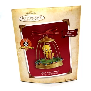 2005 Hallmark Ornament Looney Tunes Tweety DECK THE HALLS! with Music &Sound NIB - Picture 1 of 11