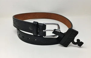 Bianchi® B12 wendbarer 1,5" ausgefallen genähter Leder Waffengürtel, schwarz - 44" - Bild 1 von 19