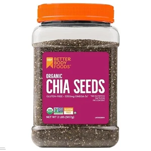 BetterBody Foods Organic Chia Seeds 2 lbs, 32 Oz, with Omega-3, Non-GMO, Gluten - Picture 1 of 6