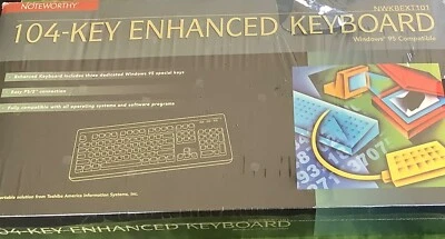 New Toshiba NoteWorthy 104-Key Enhanced PS/2 W95 Keyboard 6ft Cable, NWKBEXT101 - Image 1 of 4
