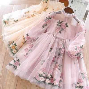 Dress Wedding Party Princess Casual Kids Clothes Lace Long Sleeves Children's - Picture 1 of 19