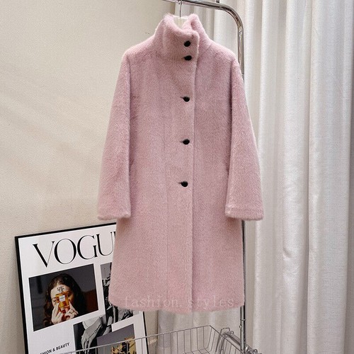 OFF WHITE Cappotto visone finto invernale lungo stand collo bottoni cappotto visone neve caldo nuovo giacche