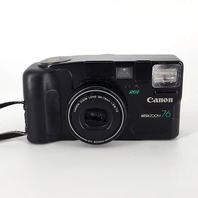 Canon Sure Shot Mega Zoom 76 35MM Point Shoot Film Camera TESTED FOR PARTS - Image 1 of 4