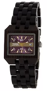 Tense Men's Comox Rectangular Dark Sandalwood Wood Watch - Picture 1 of 4