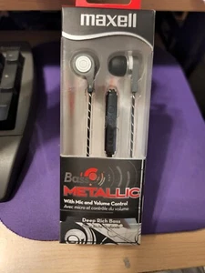 Maxell 199600 Bass 13 Metallic In Ear Earbuds Mic/Vol Control Brand New Sealed - Picture 1 of 8