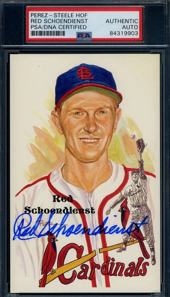 Red Schoendienst PSA DNA Coa Hand Signed Perez Steele Postcard Autograph - Image 1 of 1
