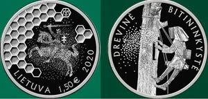 Litauen Münze 1,5 EURO 2020 Baum Imkerei Bienen Honig CU/NI UNC - Bild 1 von 1