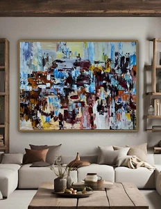 Richter Original Modern Abstract Oil Painting On 120x92cm Canvas Framed Rome - Picture 1 of 20
