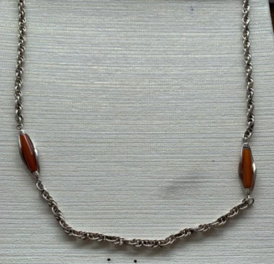 Kette 925 Silber FS Punze orange Steine 94cm Doppelankerkette edel 58,22g HS1114 - Bild 1 von 4