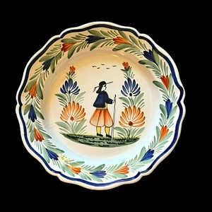 H B Quimper Platter 16 in France Ceramic Faience Collection Henriot Man Pattern - Picture 1 of 11