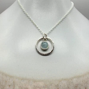 Handmade Caldera Milky Aquamarine Pendant 925 Sterling Silver Unique Gift MT7 - Picture 1 of 2