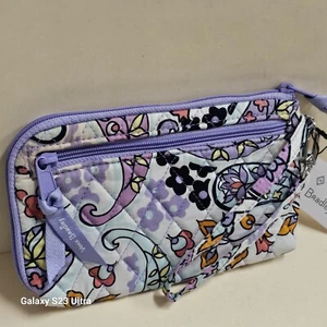 Vera Bradley "Maddalena Paisley Soft " RFID Slim Wristlet purple slim wallet - Picture 1 of 7