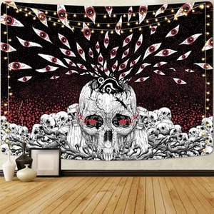 Skull Wall Art - Mystical Eyes Skeleton Gothic Vines Abstract Space Tapestry (59 - Picture 1 of 7
