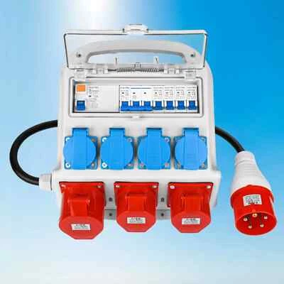 SOL-TEC Stromverteiler 4x230V CEE Baustromverteiler 2x16A 1x32A mit LS Schutzschalter