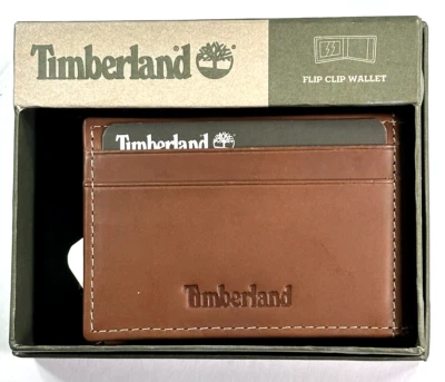 TIMBERLAND/ DARK TAN / Genuine QUALITY Leather Flip CLIP  w/Gift Box Reg $42 - Image 1 of 4